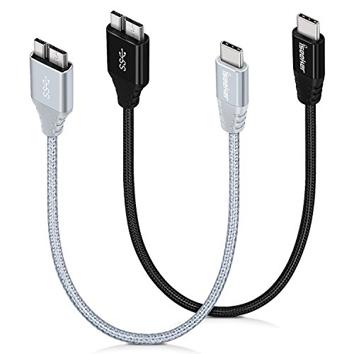 iSeekerKit Short USB 3.0 Type-C to Micro-B Data Cable 1ft Compatible Chromebook Pixel to Connect Toshiba Canvio, WD Elements, Seagate Expansion External Hard Drive