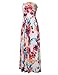Leadingstar Women's Graceful Floral Party Maxi Dress, Strapless-White Orange Flower