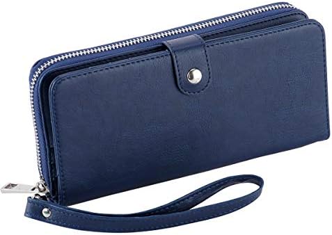 Women's Bifold Wallet Large Clutch Cellphone Purse Ladies Multi-Card Slot Wallet Passport Holder with Wristlet Strap