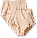 Ellen Tracy Women's Classic Comfort Brief with Extra Tummy Hold, Sun Beige, Large (Pack of 2)