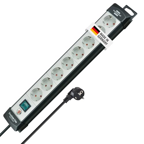 Brennenstuhl Premium-Line 8-fach black/light grey - Premium-Line power strip 8-fach black/light grey, 5 m cable H05VV-F 3G1,5; with Schalter; Stabile, formschoene Kompakt-power strip aus hochbruchfestem Spezial-plastic; 1951580101