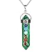 BEADNOVA 7 Chakra Synthetic Malachite Gemstone Necklace Hexagonal Healing Pendant Necklace Stainless Steel Chain 18