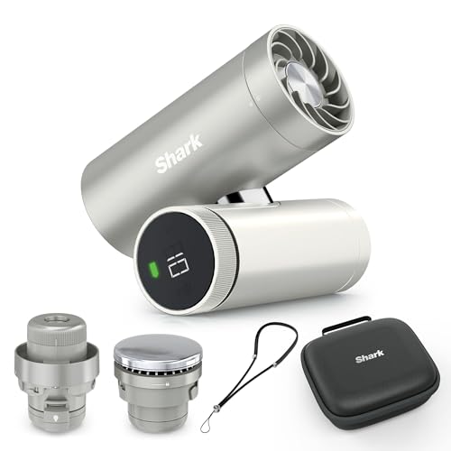 Shark ChillPill Système de ventilateur à grande vitesse, de brume ultra-fine et InstaChill 3-en-1, comprend 3 accessoires de rafraîchissement, design adapté aux voyages, Cloud FA021EU