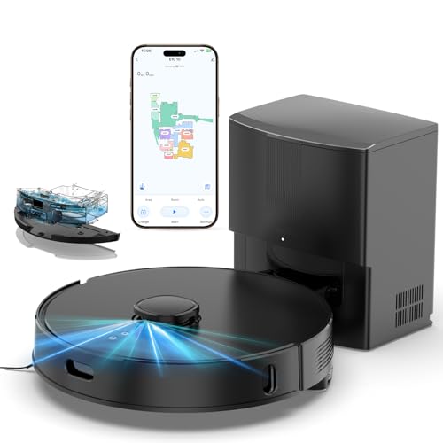 E10+ Robot Vacuum & Mop Combo Self Emptying with 8,000Pa, Robotic Vacuums Cleaner for Pet Hair, LiDAR Navigation, 75-Day Capacity, Carpet Detection, Anti-Tangle, 150-Min Runtime, for Floors, Carpet
