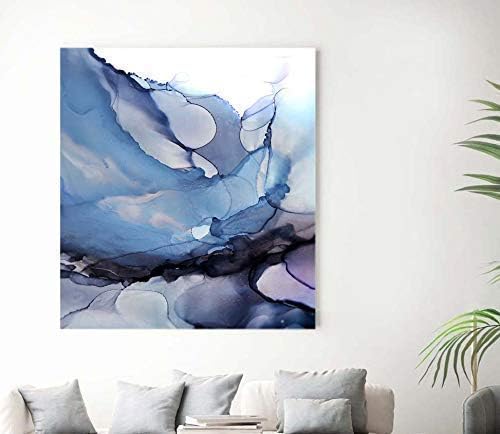 Indigo Mood Fine Art Print Watercolor Painting Soft Grey Blue Mid Century Home Decor