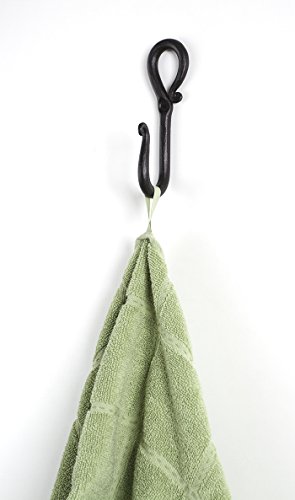 RTZEN Decorative Wall Hooks, 3 Handmade Wrought Iron Stylish Hangers for Coat, Hat, Jacket, Robe, Bath Towel | Mug Hooks | Black Rod Forged Scroll Hangers | Handcrafted Décor | Hang-All Easy Mount - Thumbnail 2