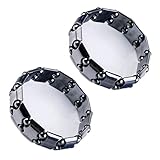 Top Plaza 2pcs/set Men's Women's Metal Healing Energy Black Hematite Magnetic Therapy Bracelets, 6.5 Inches