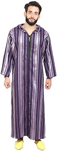 Moroccan Men Clothing Djellaba Handmade Embroidered Caftan Purple