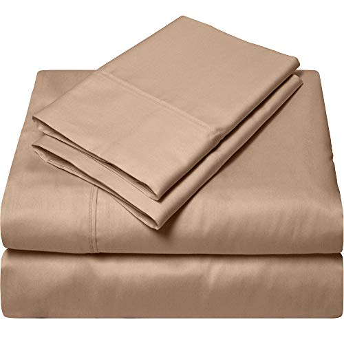 King Size Egyptian Cotton Sheets Luxury Soft 1000 Thread Count- Sheet Set for King Mattress Taupe Solid (Best Cotton Thread Count)