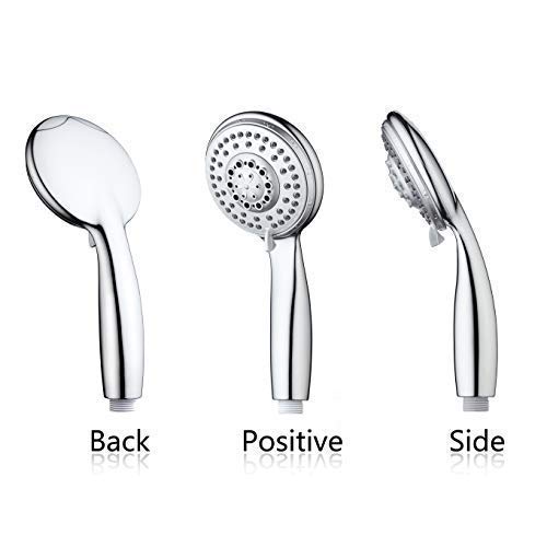 AHODGREAT Rain Shower Head High Pressure 5 Spray Handheld Showerhead for Bathroom, Chrome Finish