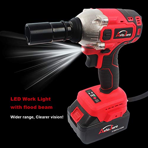 AUTOJARE Cordless Impact Wrench Kit 1/2 inch,Electric Powerful