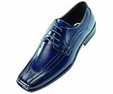 Sio Mens Classic Navy Blue Smooth Wide Width Oxford Dress Shoe: Style Mason-ww Navy Blue-002