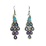 Gleader New Lady Vintage Retro Blue the Prancing Peacock Earrings by Gleader