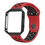 Fitbit Blaze Bands, UMTELE Sport Silicone Replacement Strap with Black Frame for Fitbit Blaze Smart Fitness Watch Black/Red