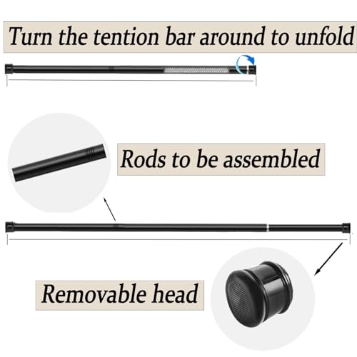 Curtain Poles for Pressure Curtains Extendable Curtain Rod Pressure Curtain Rods Without Drilling for Windows Shower Wardrobe White 85 – 230 cm Diameter 32 mm