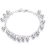 Cutesmile Fashion Jewelry 925 Sterling Silver Bells Chain Adjustable Bracelet/Anklet for Women