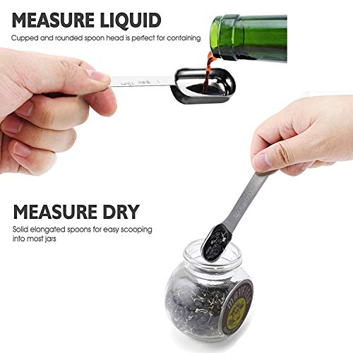 Connyam Set of 6 Professional Heavy Duty Stainless Steel Kitchen Measuring Spoons, Measuring Dry and Liquid Ingredients, for Baking Cooking and Medicine - Thumbnail 2