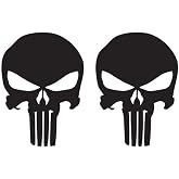 LEENAE Punsher Skull Decal Vinyl Sticker for Car Truck Helmet Decal Van Windows Laptop Sticker, Black Skull Bumper Sticker (2 Pack) | Black | 3