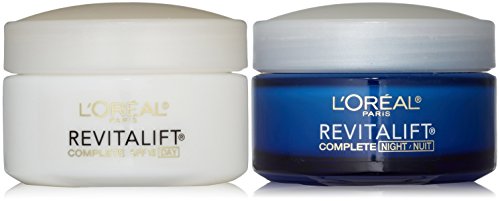 L Oreal Paris RevitaLift Anti-Wrinkle + Firming Bundle: Day Cream SPF 18 + Night Cream, 1.7 Ounce Each
