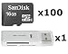 100 PACK - SanDisk 16GB MicroSD HC Memory Card SDSDQAB-016G (Bulk Packaging) LOT OF 100 with USB 2.0 MicoSD & SD Memory Card Reader  primary