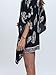 Persun Women Navy Leaf Print Open Front Batwing Sleeve Kimono,Large