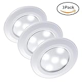 Touch Light,Elecstars 5 LED Battery Powered Stick-on Tap Light Touch Light for Cabinets,Closets and Any Dark Space,White(3 Pack)