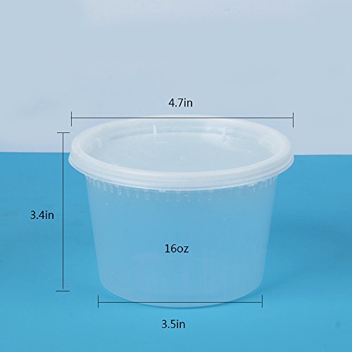 48pk SZUAH Deli Containers with Lids - 16oz Clear Take Out Deli Cups - Food Grade Plastic Meal Prep Containers - BPA Free & Leakproof, Microwaveable, Freezer & Dishwasher Safe