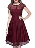 Miusol Women's Retro Floral Lace Cap Sleeve Cocktail Party Swing Dress