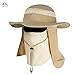 YR.Lover Outdoor UV Sun Protection Wide Brim Fishing Cap with Removable Flap Khaki