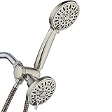 AquaDance Brushed Nickel Premium High Pressure 48-setting 3-Way Combo for The Best of Both Worlds - Enjoy Luxurious 6-setting Rain Shower Head and 6-Setting Hand Held Shower Separately or Together