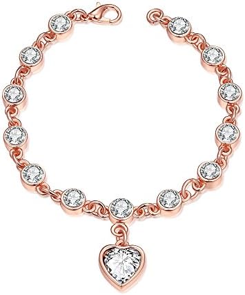 BLOOMCHARM "Circle Love" Link Bracelet Rose Gold plated, Gifts for Women Girls