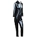 YiZYiF Men's Sexy Wet Look PVC Leather Long Sleeves Catsuit Bodysuits Large Black