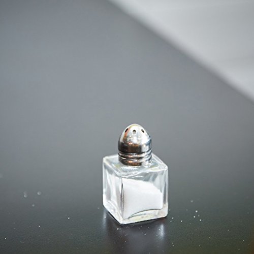 (Set of 2) Mini Salt and Pepper Shakers, 0.5 Oz Glass Cube Body, Restaurant Salt and Pepper Shakers By Tezzorio