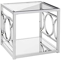 HOMES: Inside + Out ioHOMES Ortencia Chrome O-Ring Frame End Table, Chrome