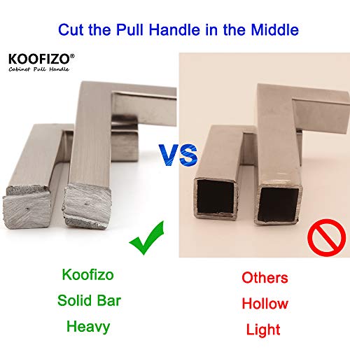 Koofizo Solid Square Bar Cabinet Handle - Nickel Furniture Pull, 5 Inch/128mm Screwhole Distance, 10-Pack for Kitchen Cupboard Door, Bedroom Dresser Drawer, Bathroom Wardrobe Hardware