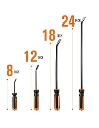 Juego de barra de Pry, resistente, 4 piezas de herramientas de mano mecánicas de Dicfeos, mango de tapa de golpeo más grueso, color negro y naranja