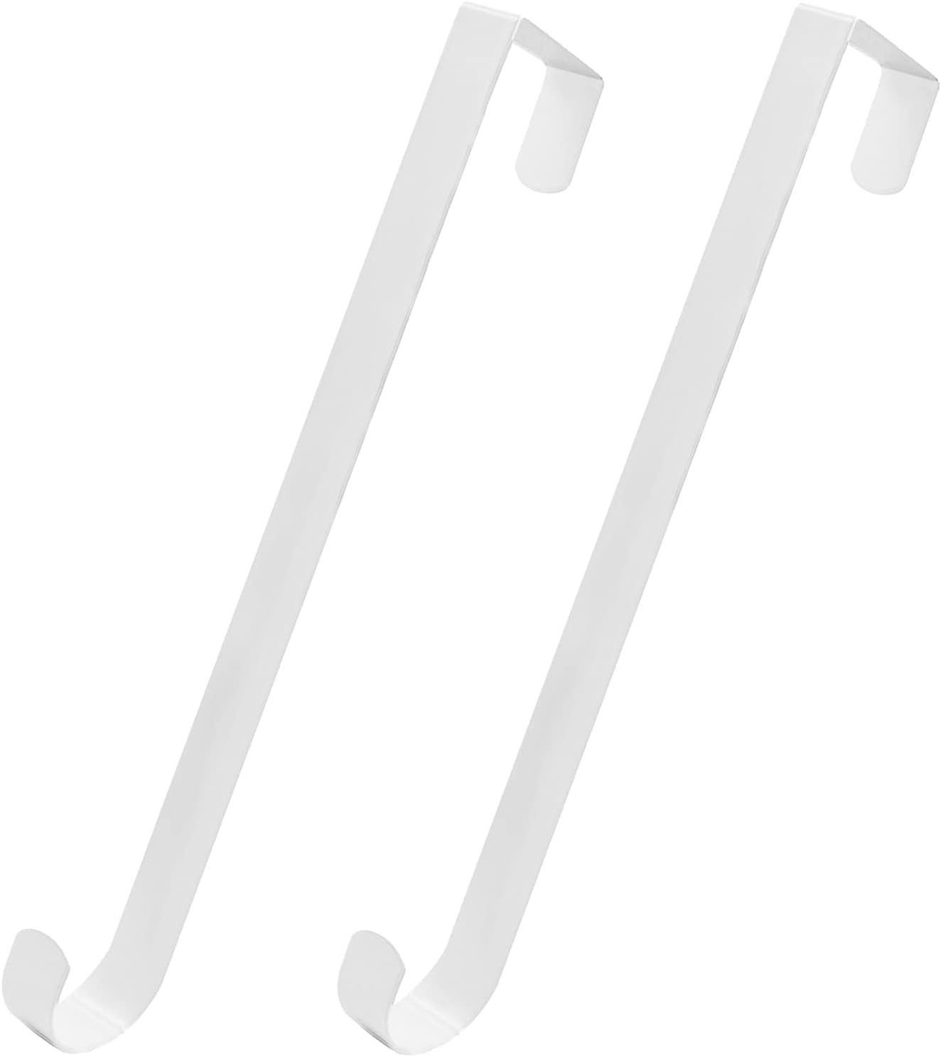 Wreath Hangers - HiGift 2 Pack White Wreath Hanger for Front Door, Long Metal Over The Door Hook for Christmas and Party Wreath Making Decoration, Hanging Clothing, Towels, Wreaths, Bags, 15