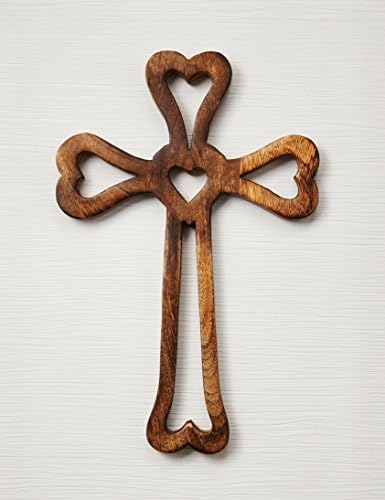 Eximious India Decorative Crucifix Wooden Wall Cross Art Plaque Handmade For Church Or Home Décor 16.5" X 11"