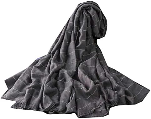 QueenHands Women's Stripe Linen Novelty Oversized Solid Cloak Beach Scarves 7 OS