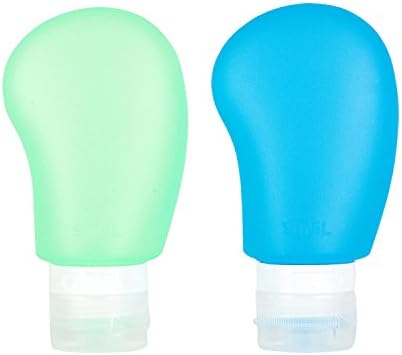 Mercy Shopping Travel Bottles Leakproof Silicon Shampoo Containers Travel accessories for Liquids Sunscreen Lotion TSA Approved 2 Pack 3 oz Green Blue