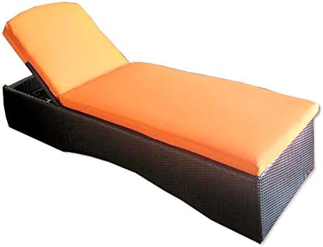 SARNN Modern Comfortable Adjustable Cushion Wicker Rattan Sun Bed Sofa, Black