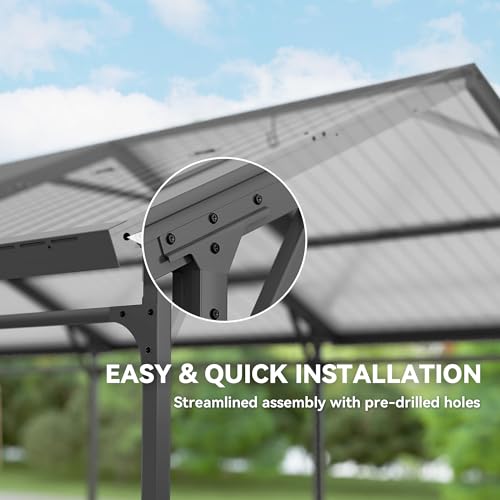 Outsunny 10 x 15FT Metal Carport, Heavy-Duty Carport Canopy with Reinforced Galvanized Steel Frame & Roof, All-Weather Protection Outdoor Garage for Truck Boat Tractor RV
