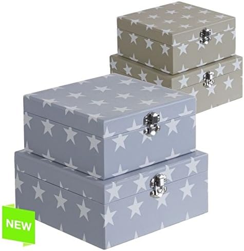 DCASA dcasa - Juego 2 Cajas diseño Original Estrellas - Celeste: Amazon.es: Hogar