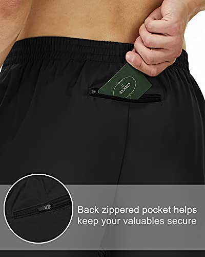 Roadbox 2 in 1 Running Shorts for Men Quick Dry Breathable Workout Gym Athletic Shorts Back Zipper Pocket (Black, 3XL)