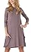 Kissky Women's Basic Long Sleeve Pockets Casual Swing Plain Tshirt Dress (L, Coffee)