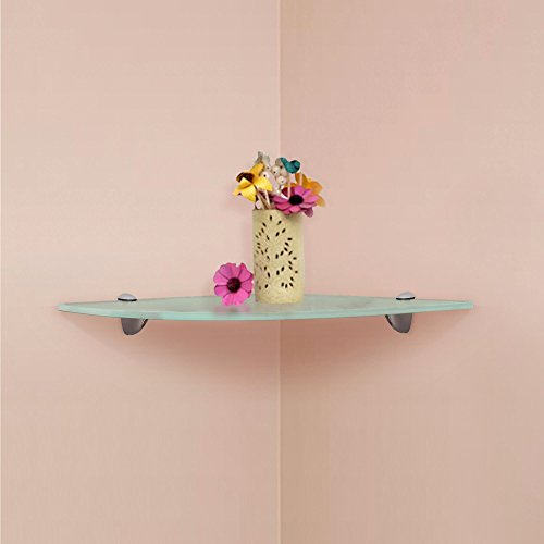 Fab Glass and Mirror Floating Shelf (Corner) 6x6 Inch W/Chrome Brackets