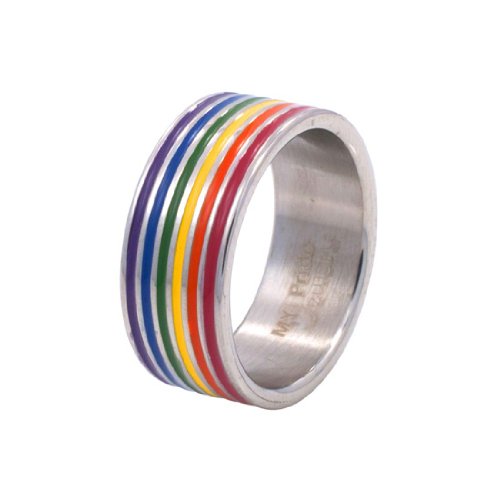 Enamel Stainless Steel Gay Pride MARS Men Ring Sz 5-13