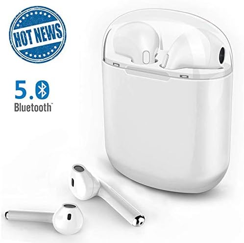 Twszoll Wireless Bluetooth Headphones Charge Box High Level Low Noise Cancellation Small and Compact HD Microphone with Ear Fit Mode for iPhoneX 8 7 6 Plus and Samsung Galaxy (White2)