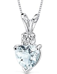 14 Karat White Gold Heart Shape 0.75 Carats Aquamarine Diamond Pendant