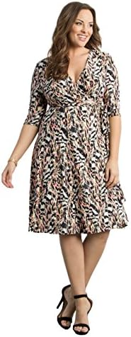 Kiyonna Women's Plus Size Essential Wrap Dress 3X Pink Safari
